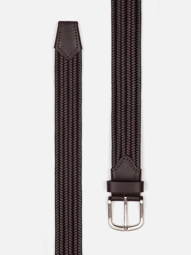 Chocolate brown braided leather belt