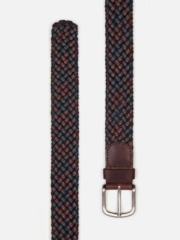 Two-tone braided leather belt