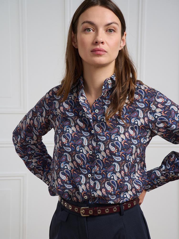 Albane navy blue shirt with paisley pattern