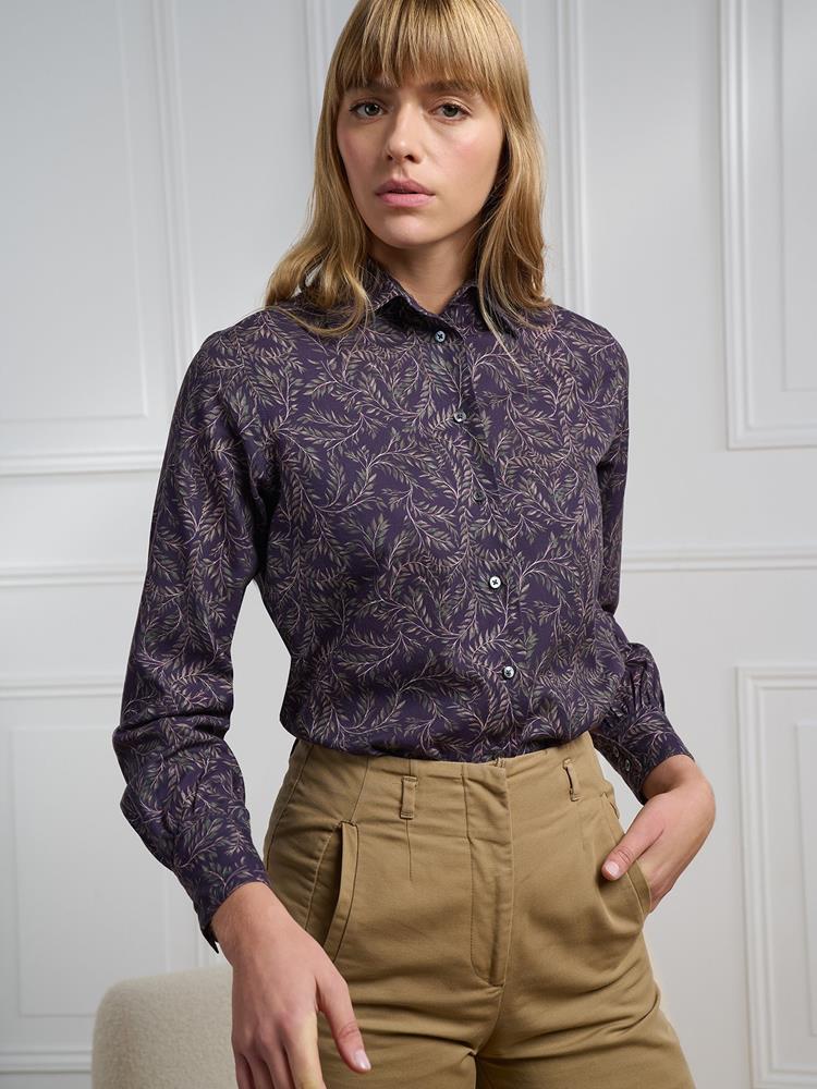 Albane plum purple shirt with printed pattern