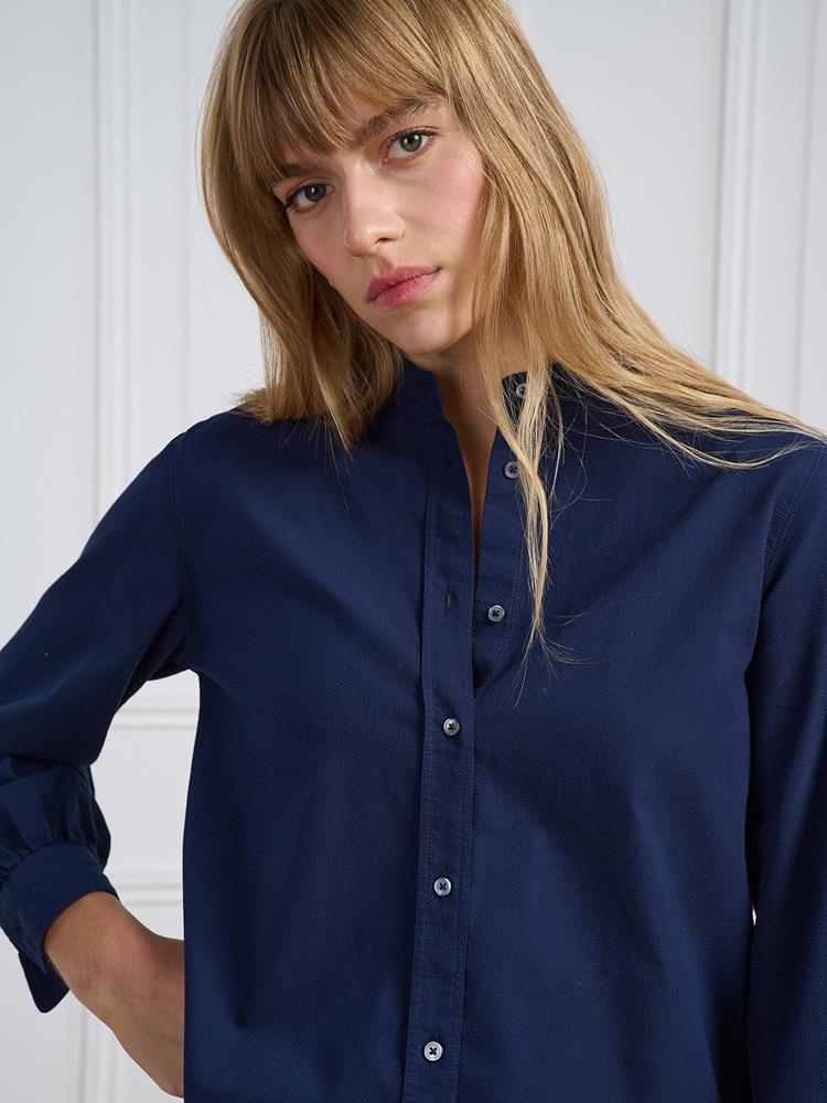 Helene navy blue textured shirt