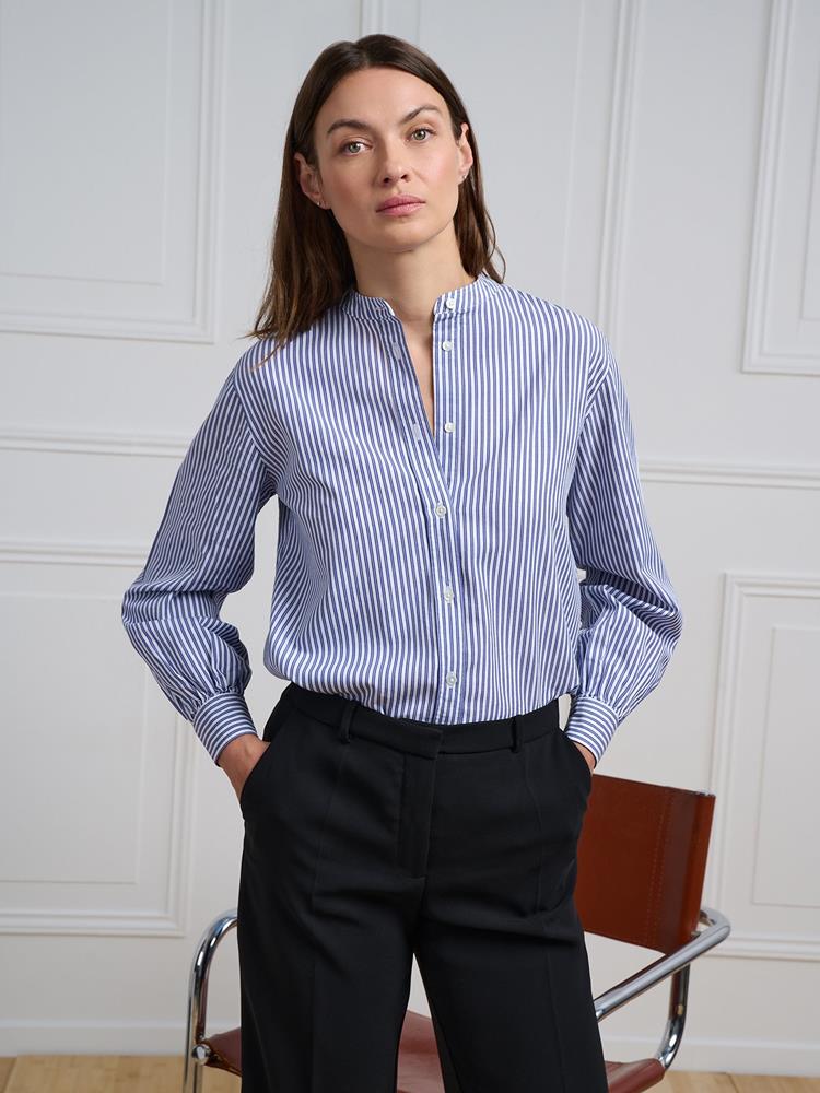 Helene navy blue striped shirt