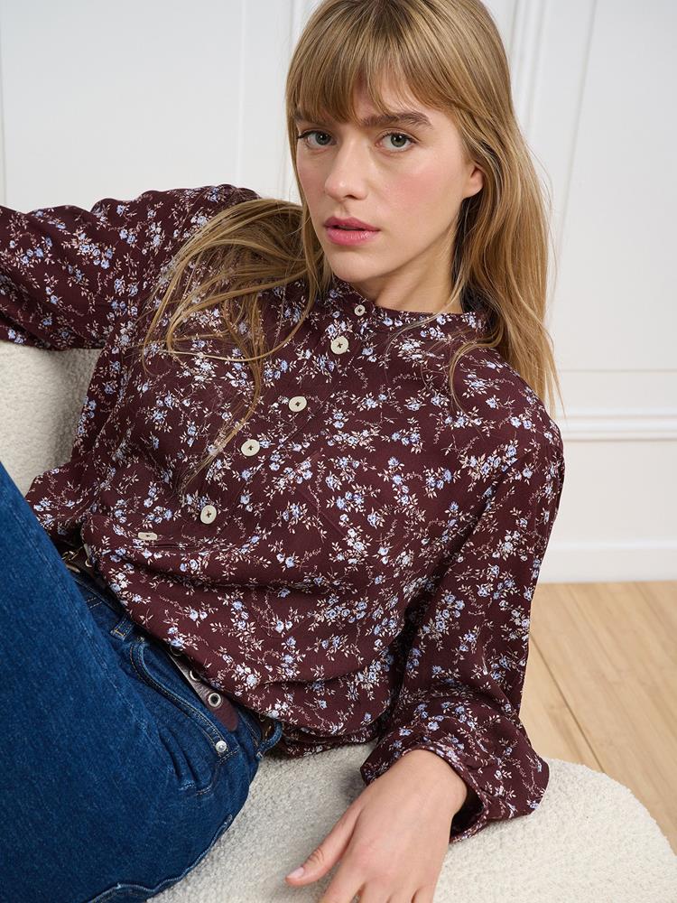 Janice garnet shirt with floral print