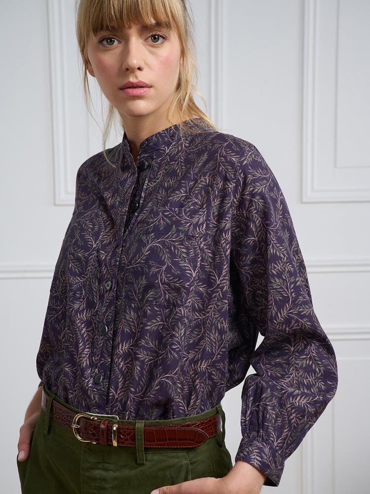 Janice plum purple shirt with printed pattern