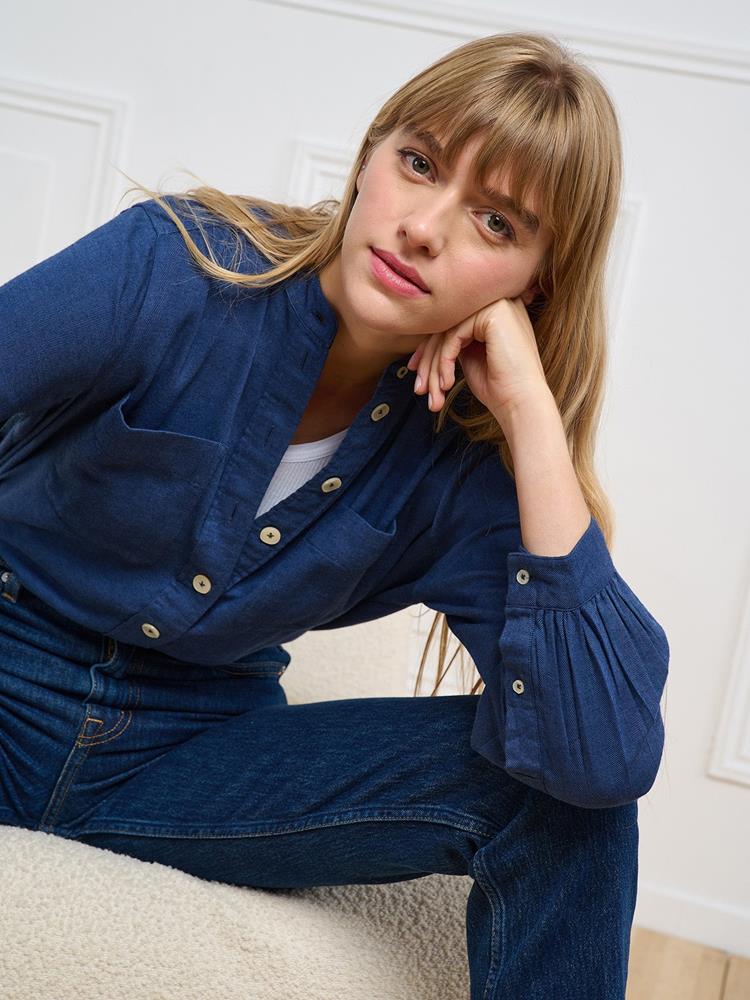 Janice navy blue flannel shirt