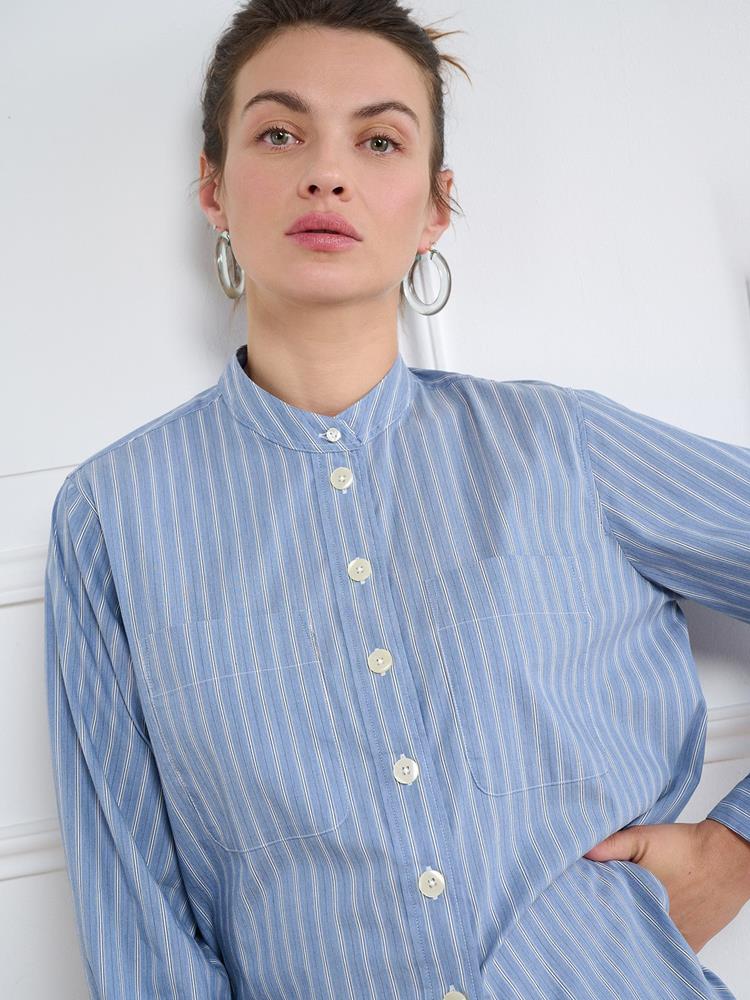 Janice sky blue striped shirt