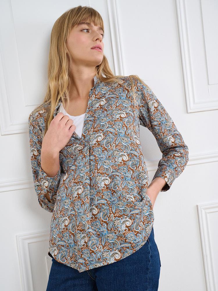 Paloma brown shirt with printed pattern