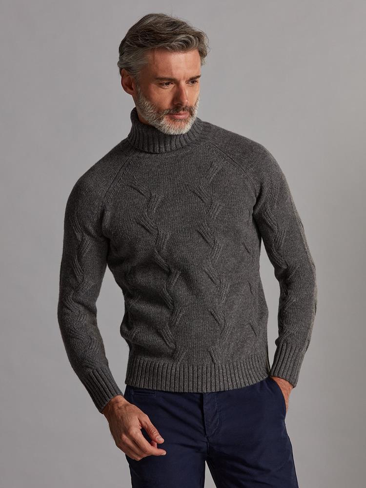 Becky twist turtleneck in anthracite lambswool