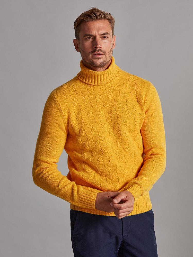 Bolton structured turtleneck in saffron lambswool