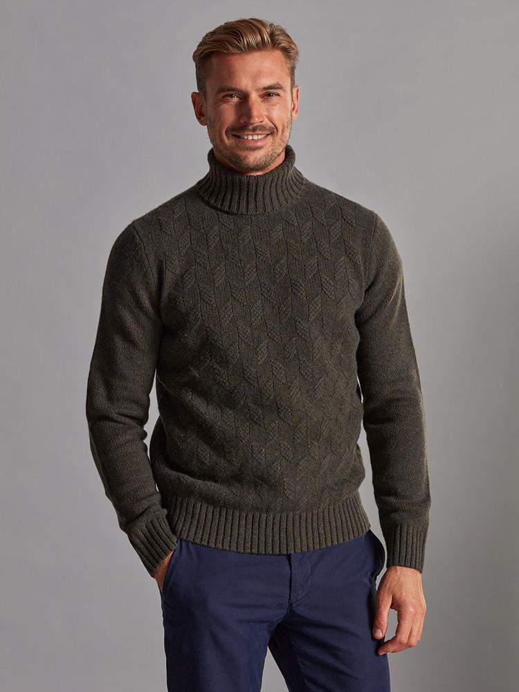Bolton structured turtleneck in green lambswool