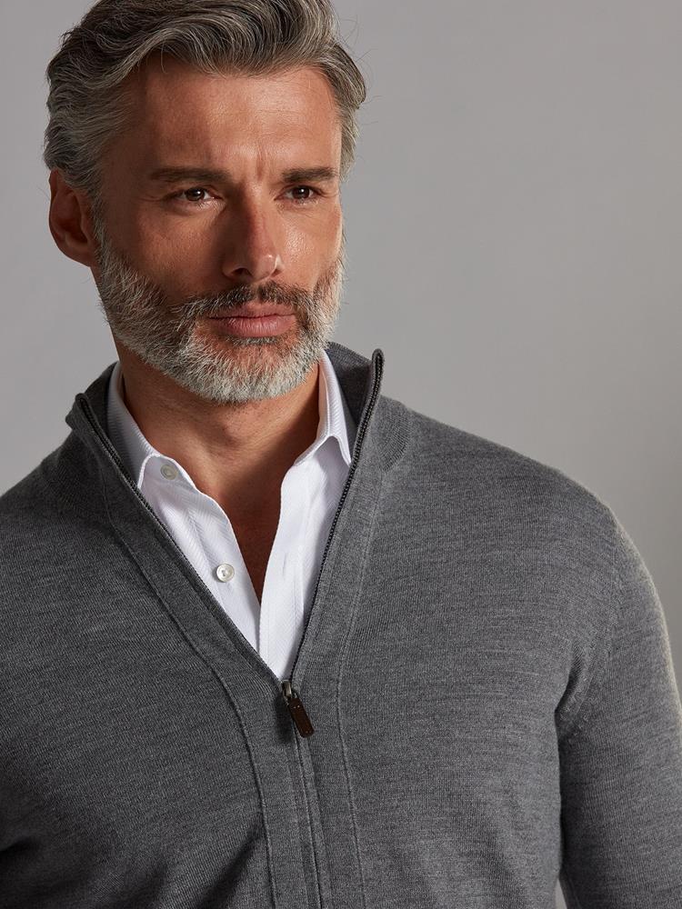Bady zip-up cardigan in grey merino