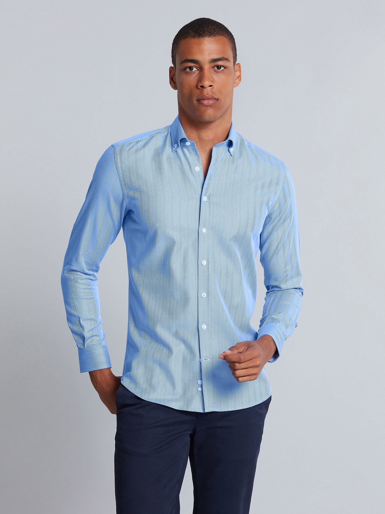 Chemise cintrée Perry en Chevron bleu