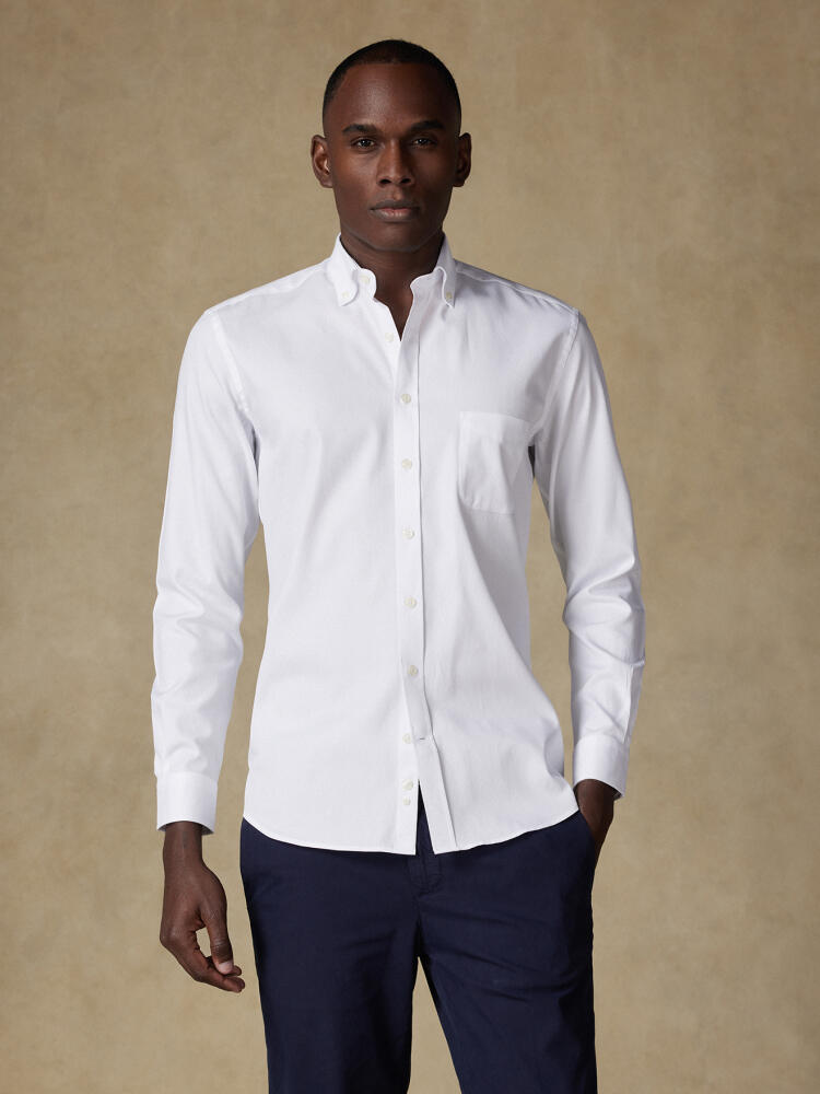 Chemise Aaron en piqué blanc- Col Boutonné