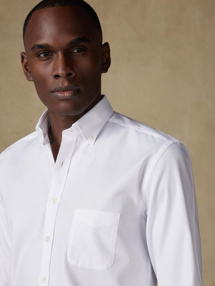 Chemise Aaron en piqué blanc- Col Boutonné