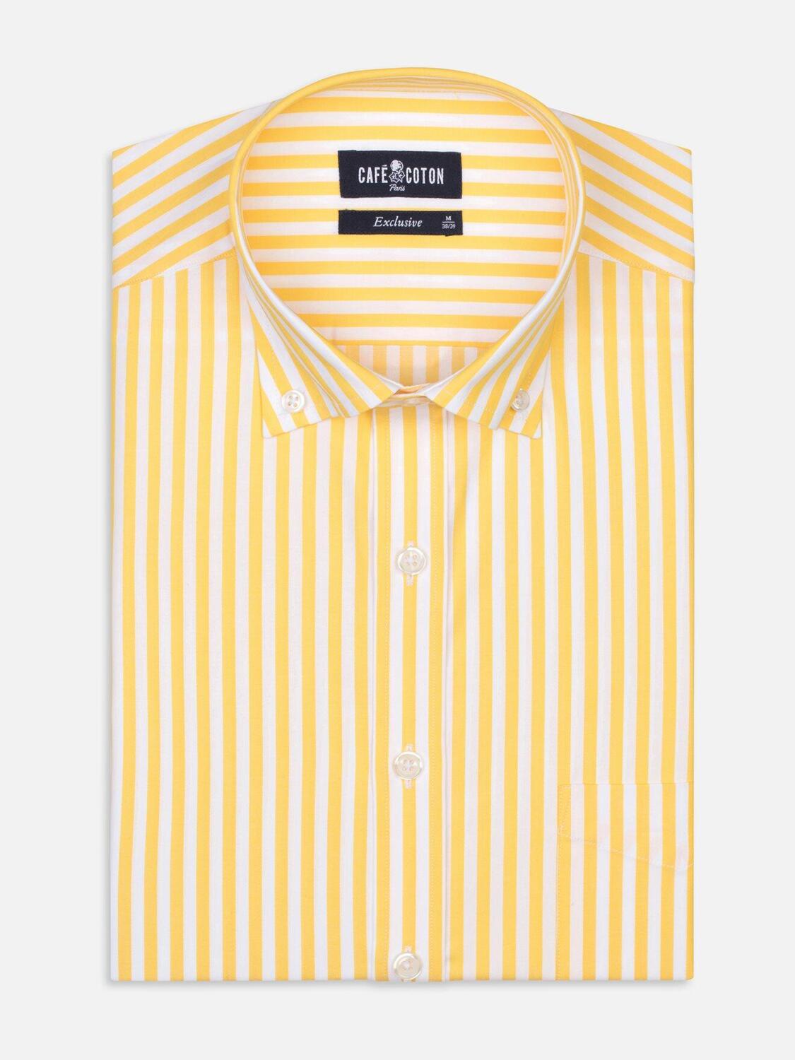 Chemise Alan &agrave; rayures jaunes - Col Boutonn&eacute;
