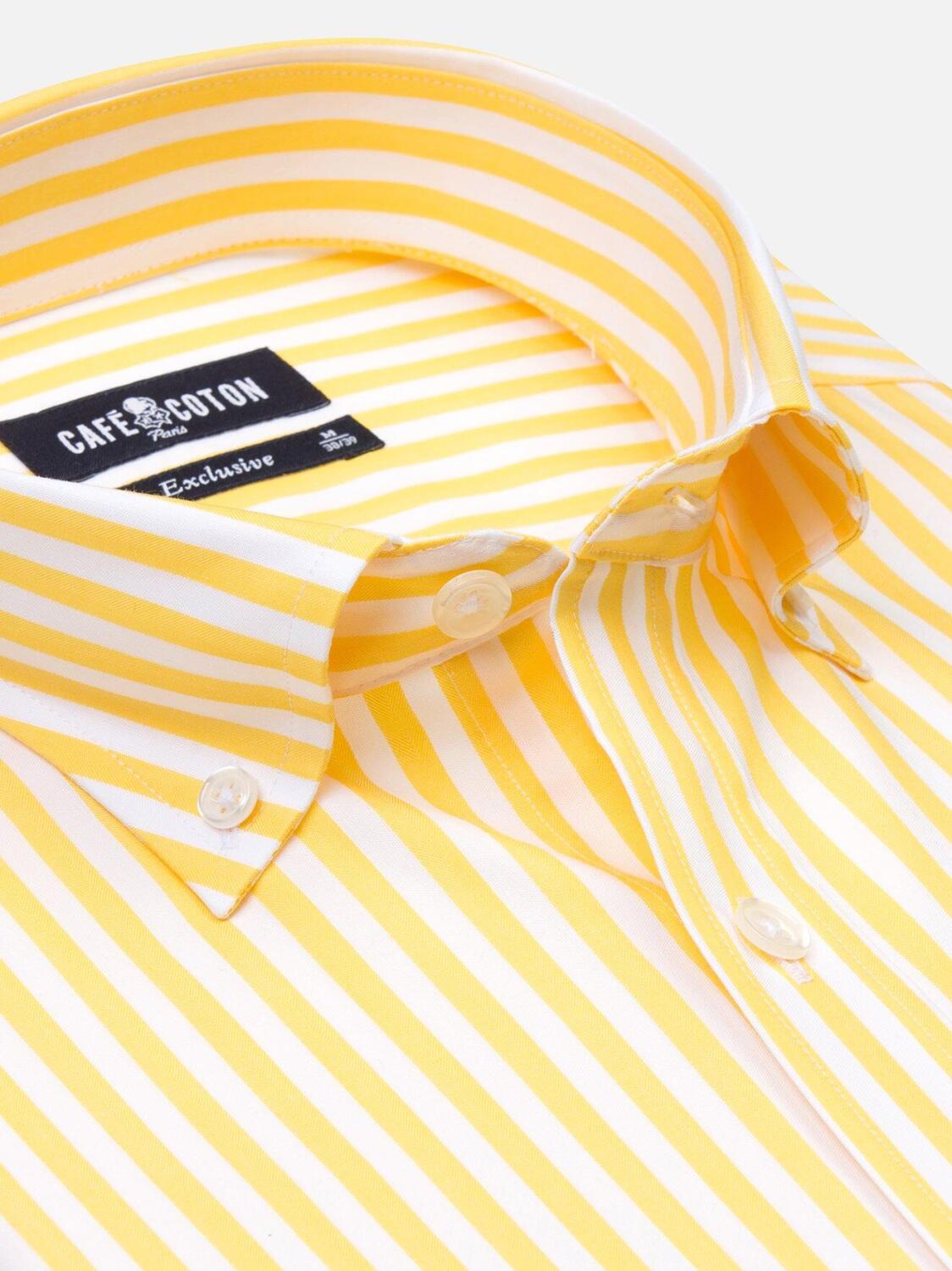 Chemise Alan &agrave; rayures jaunes - Col Boutonn&eacute;