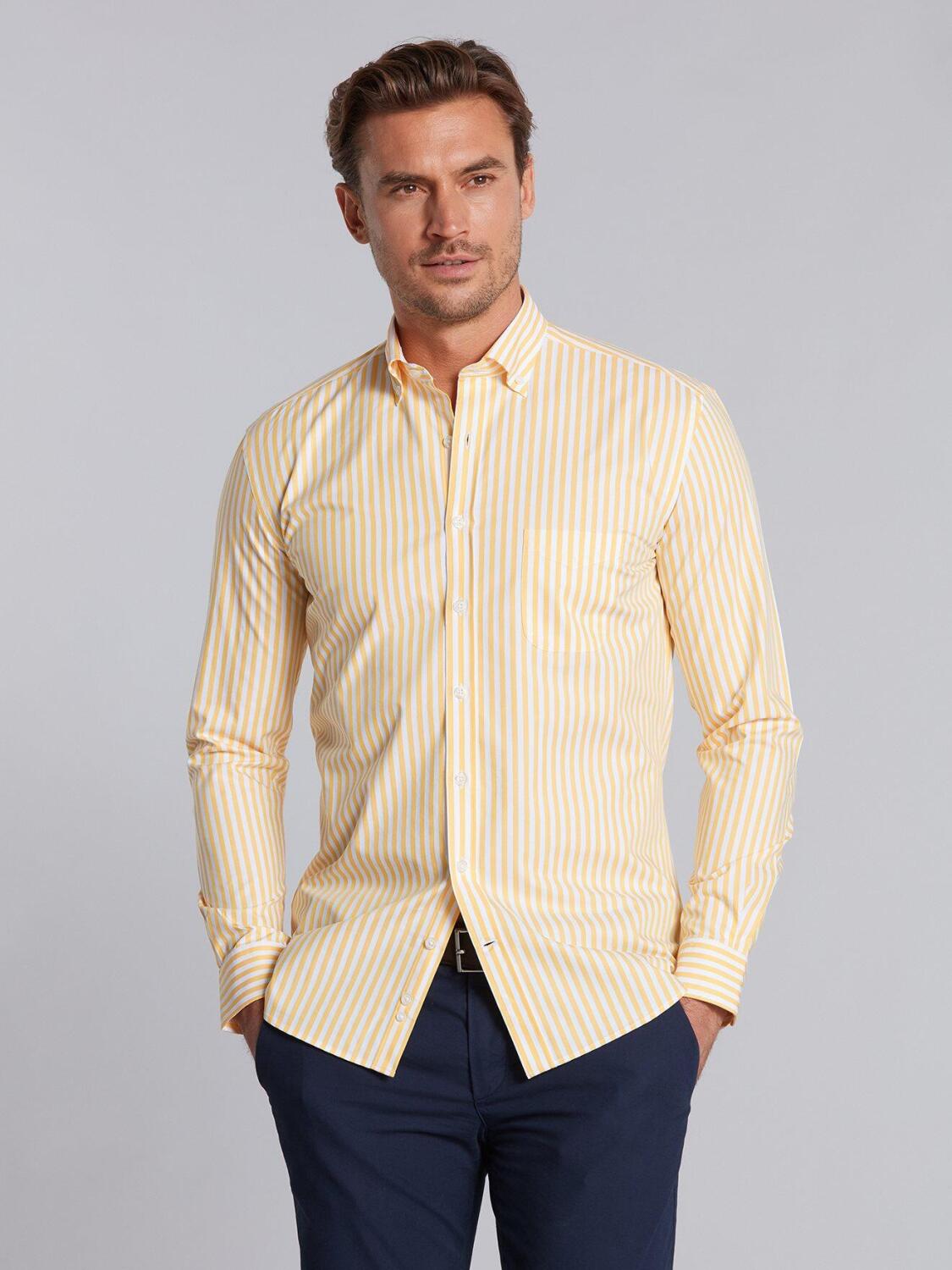 Chemise Alan &agrave; rayures jaunes - Col Boutonn&eacute;