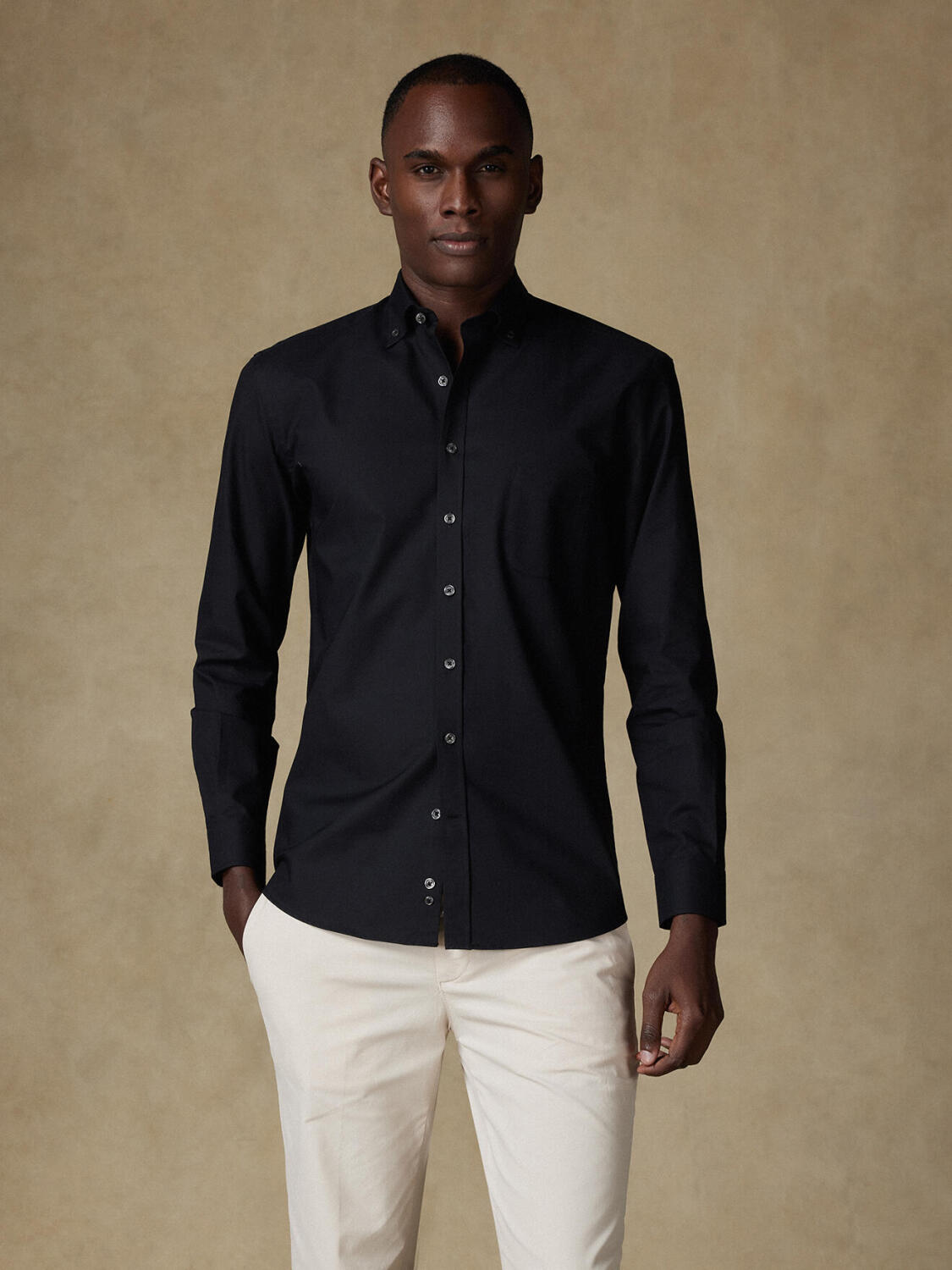 Alban zwart overhemd - Button-down kraag