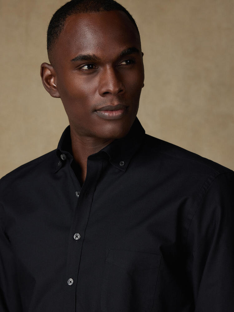 Chemise Alban noire - Col Boutonné