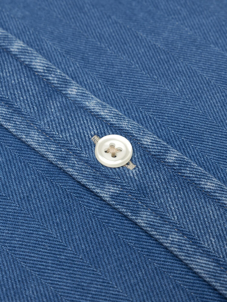 Chemise Albro indigo &agrave; motif chevron - Col boutonn&eacute;