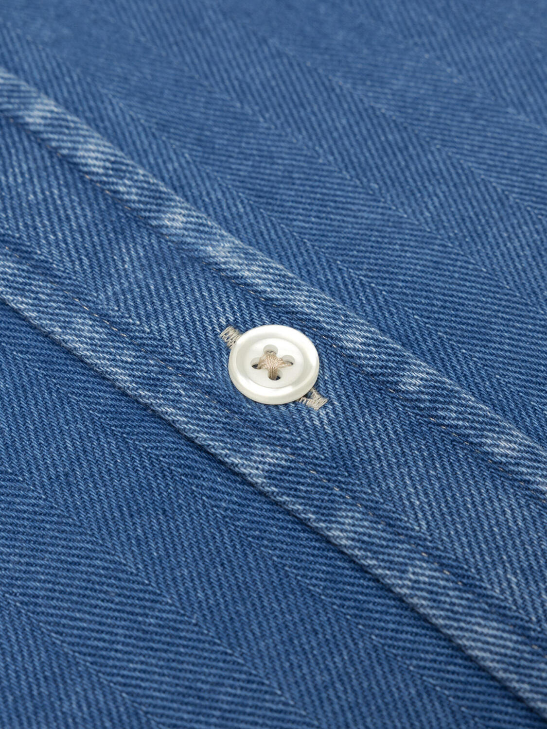 Overhemd Albro in indigo met visgraatmotief - Button-down kraag