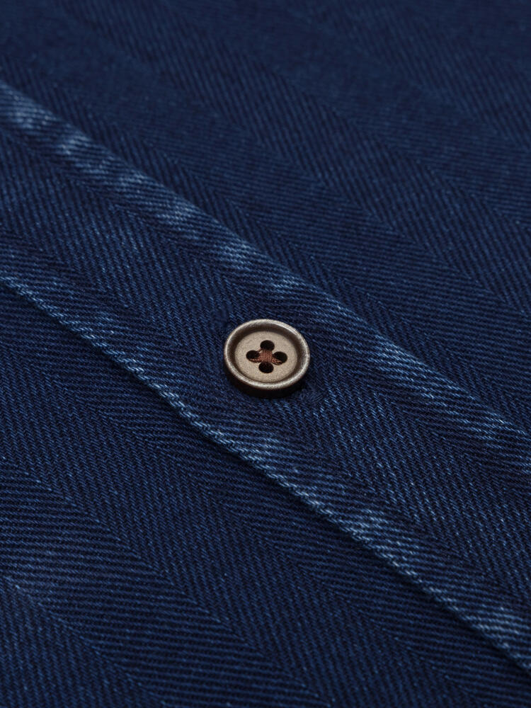Chemise Albro en chevron indigo - Col boutonn&eacute;