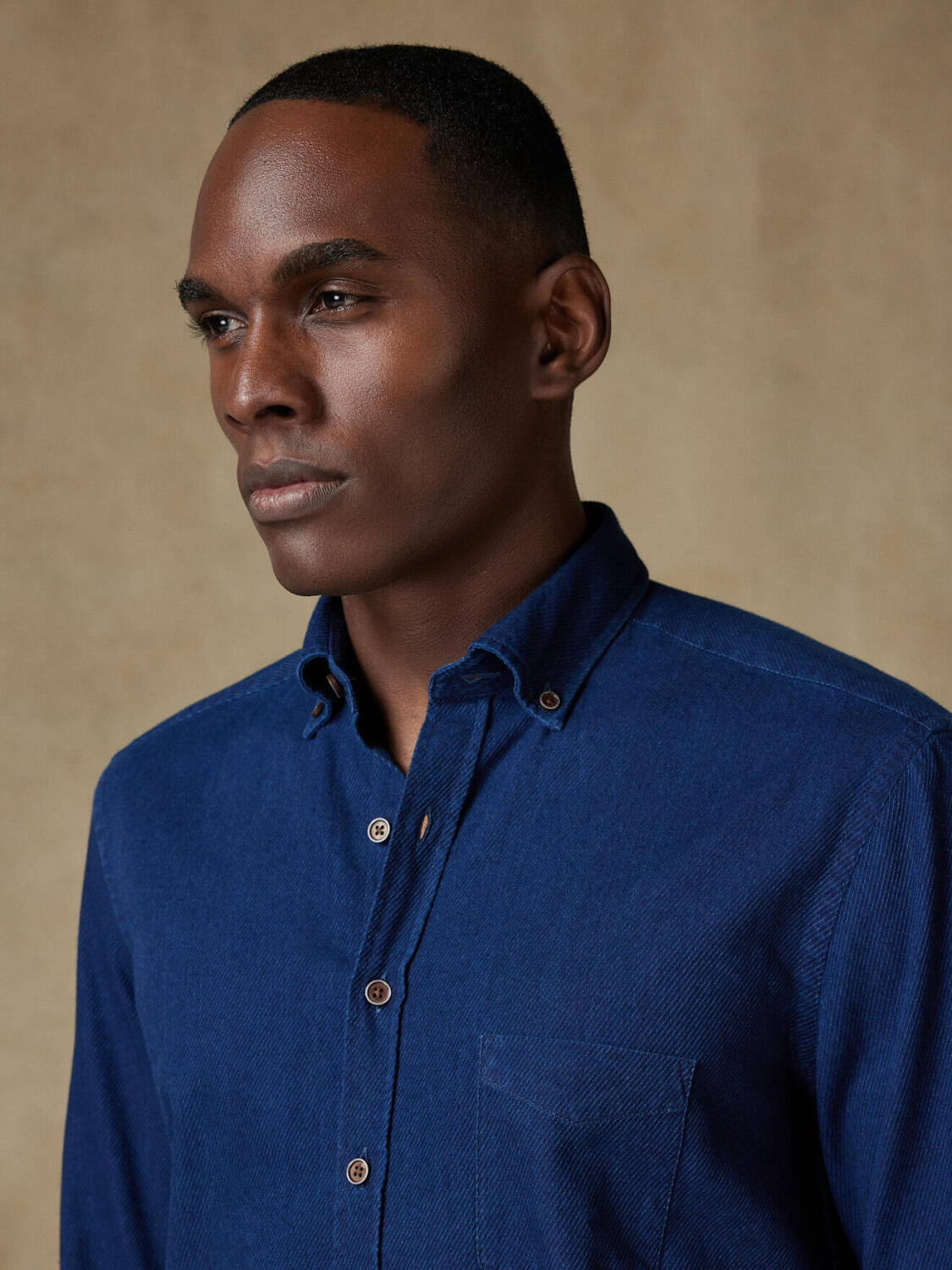 Alford overhemd in indigo keperstof - Button-down kraag