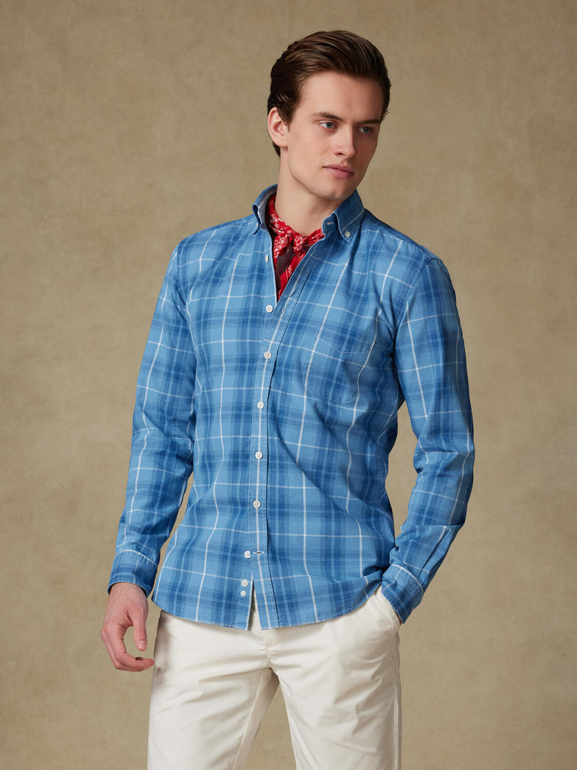 Alfy shirt with tartan pattern   - Button down collar