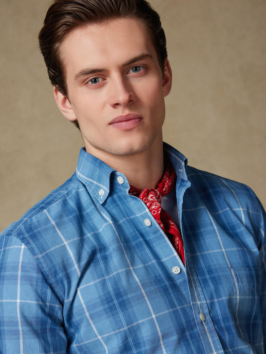Alfy shirt with tartan pattern   - Button down collar