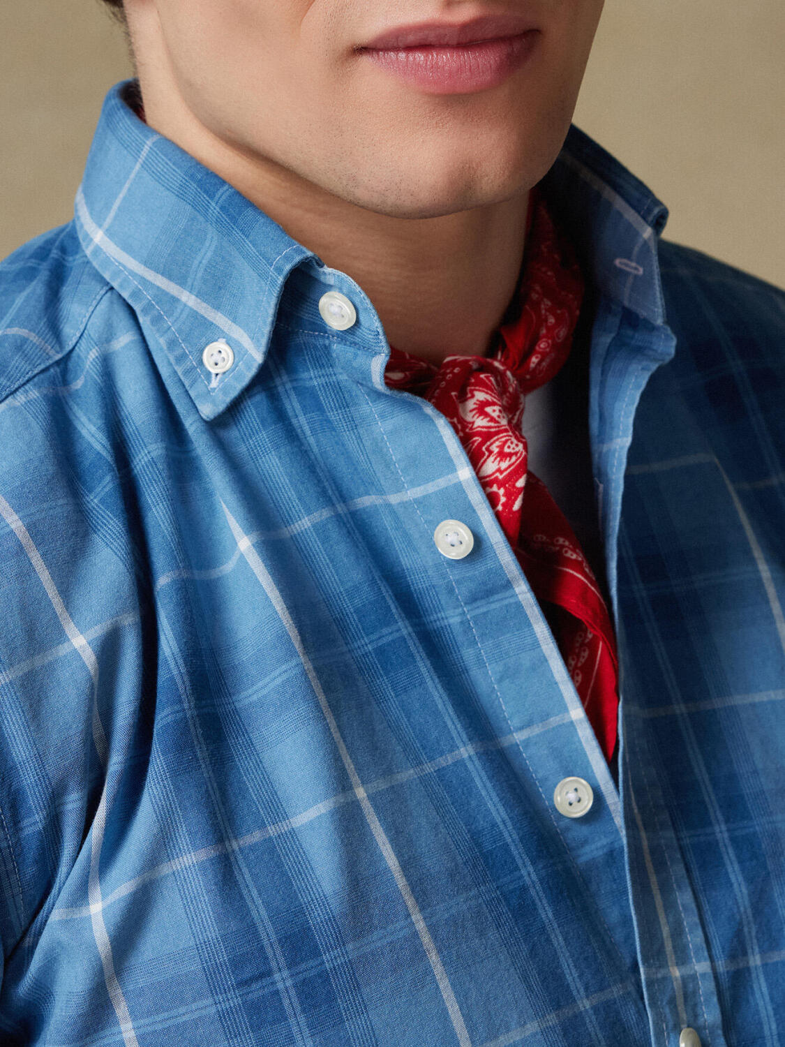 Alfy shirt with tartan pattern   - Button down collar