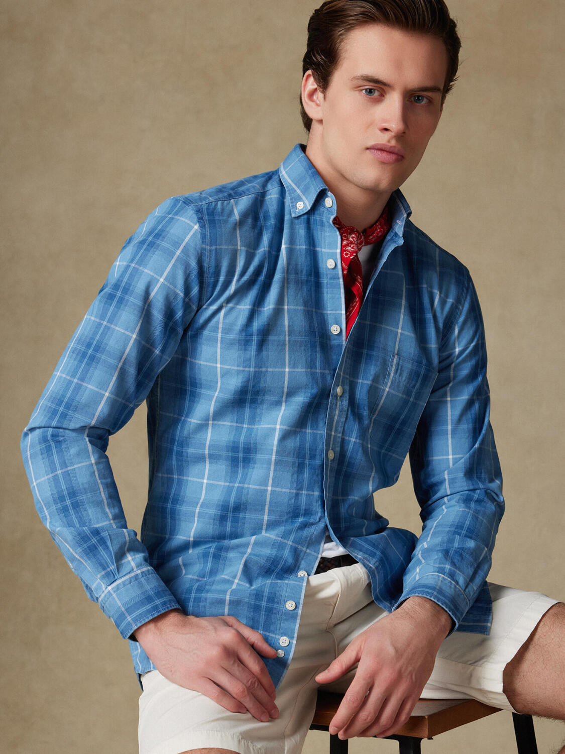 Alfy shirt with tartan pattern   - Button down collar