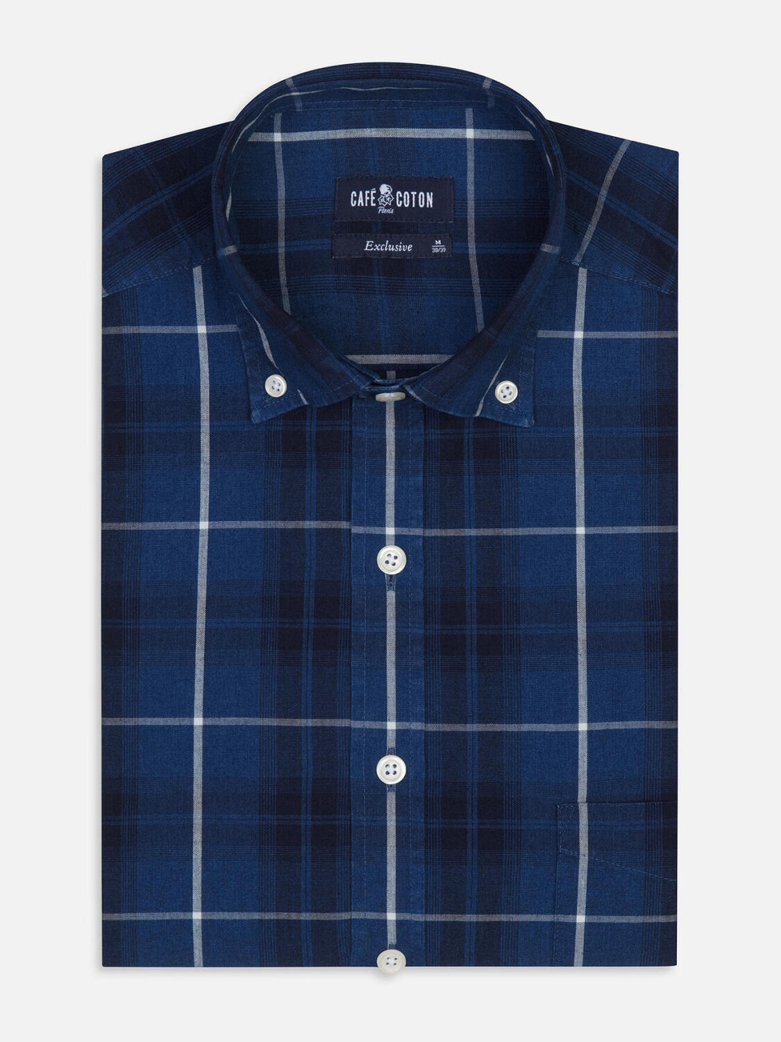 Overhemd Alfy met tartanmotief indigo - Button-down kraag