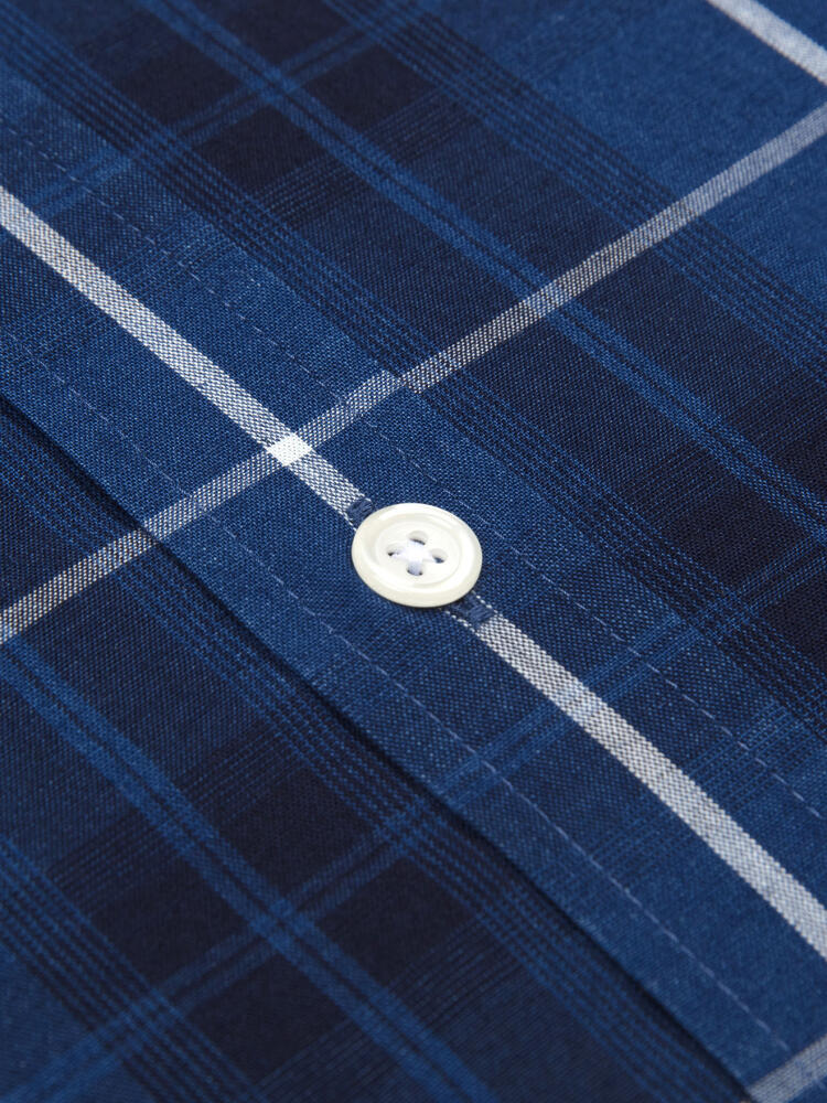 Alfy shirt with indigo tartan pattern   - Button down collar