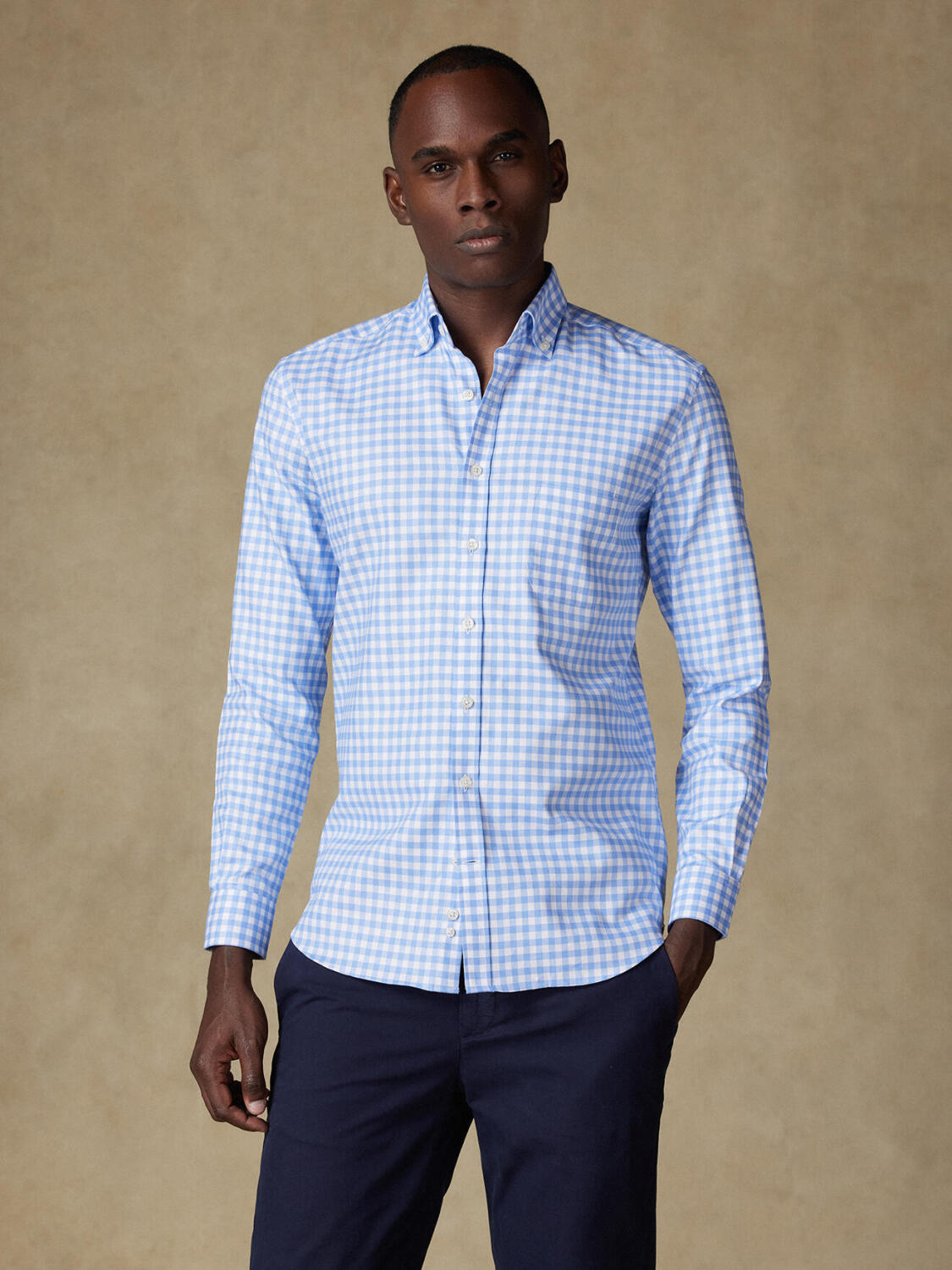 Ash hemelsblauw geruit overhemd - Button-down kraag