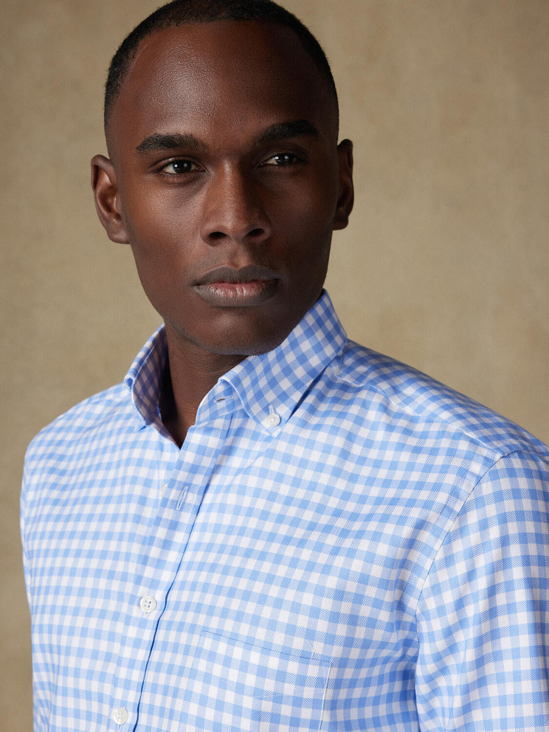 Ash hemelsblauw geruit overhemd - Button-down kraag