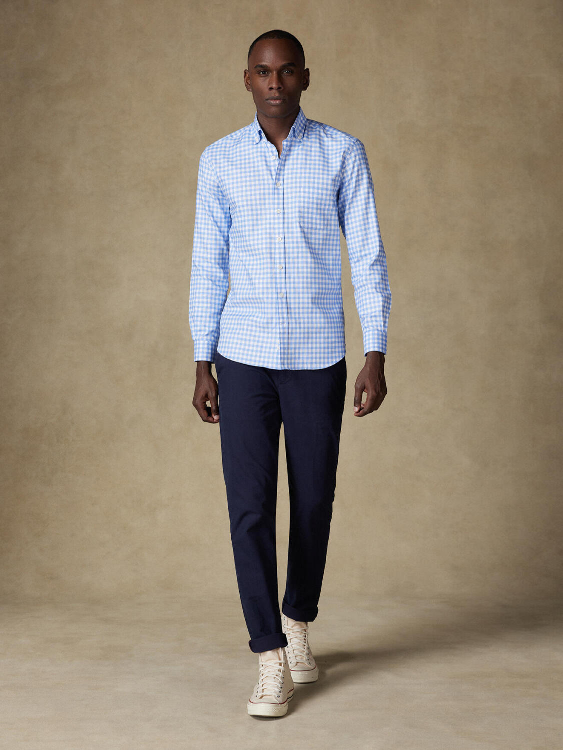 Ash hemelsblauw geruit overhemd - Button-down kraag