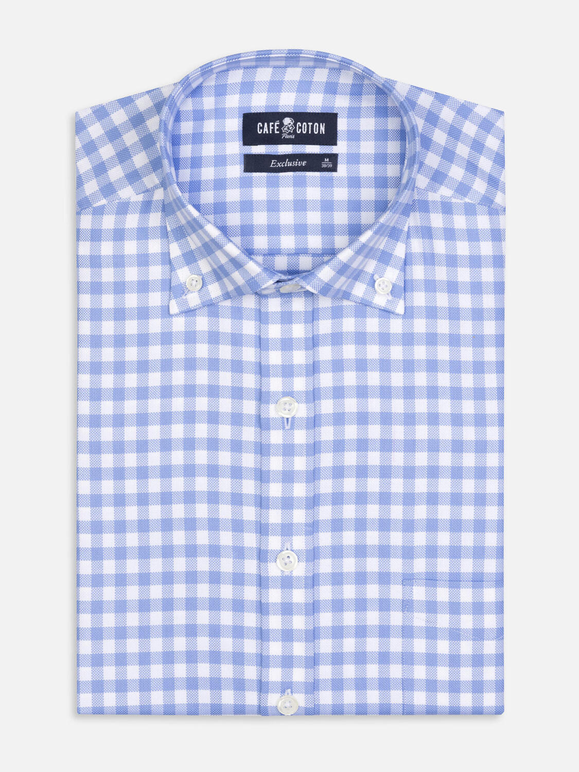 Ash hemelsblauw geruit overhemd - Button-down kraag