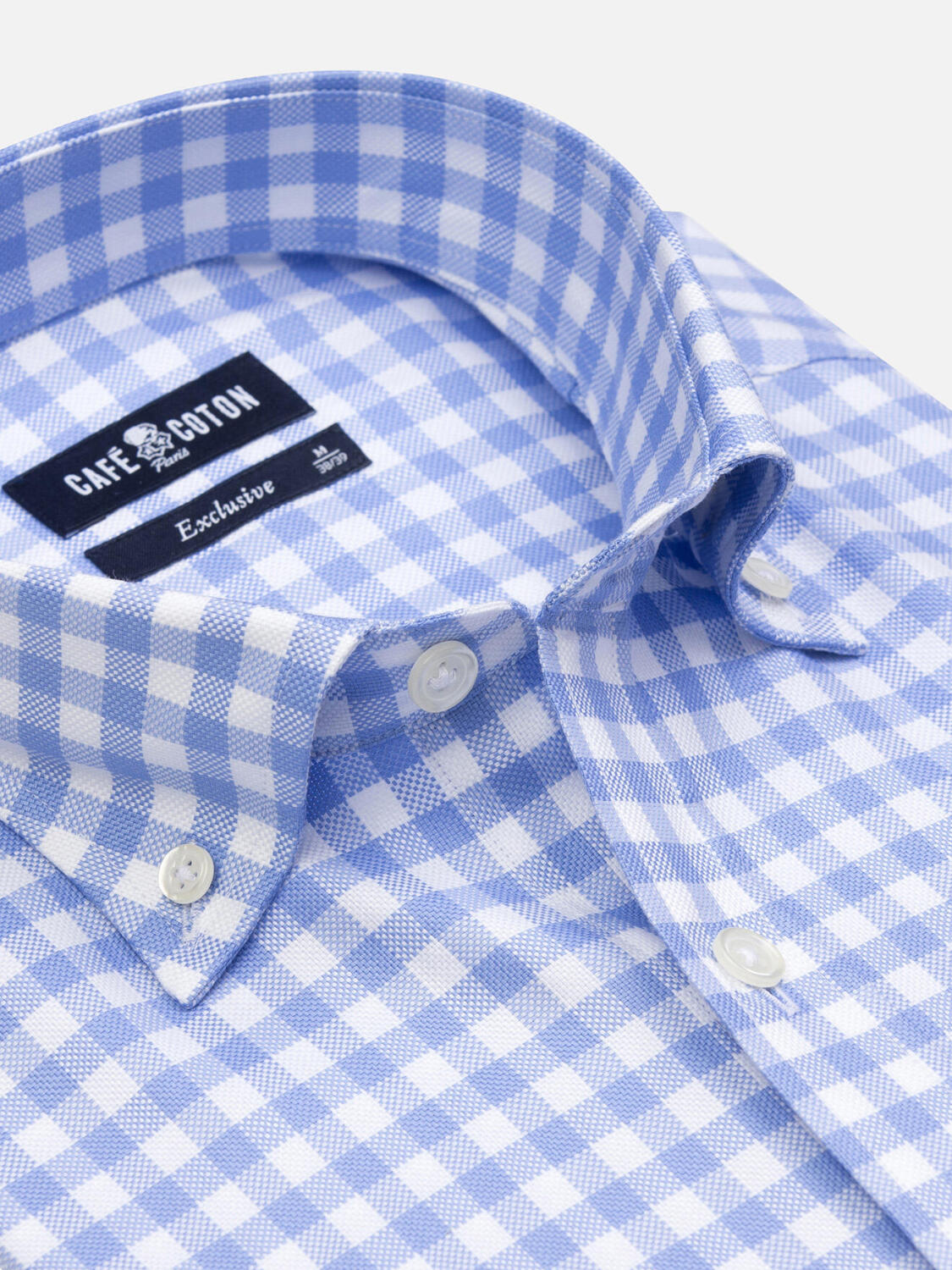 Ash hemelsblauw geruit overhemd - Button-down kraag