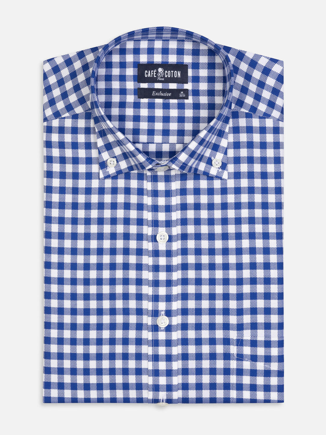 Buton down collar Ash check shirt - Navy