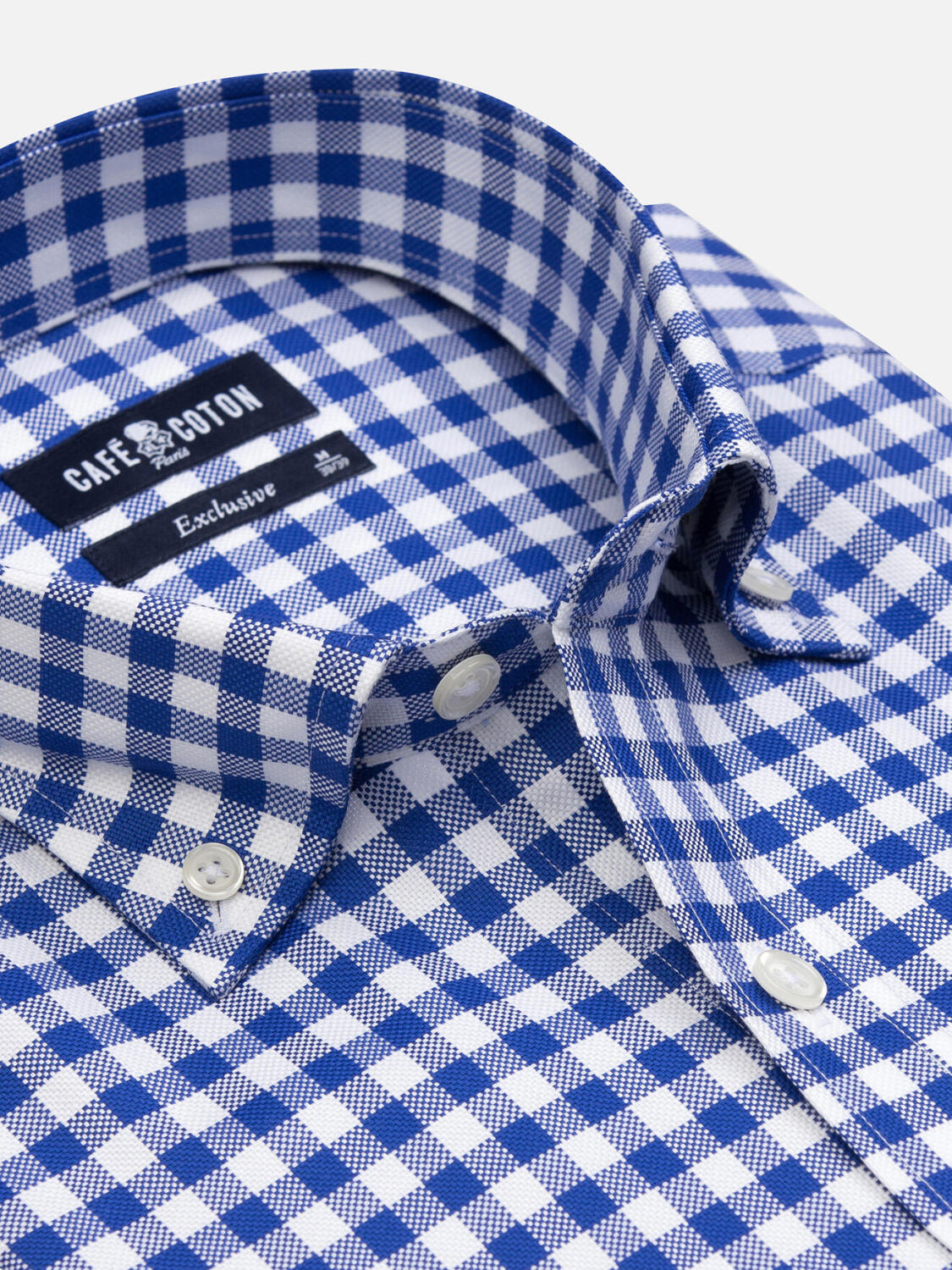 Buton down collar Ash check shirt - Navy