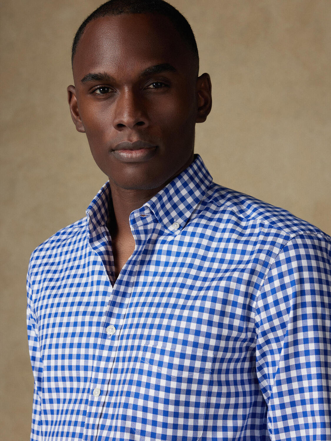 Buton down collar Ash check shirt - Navy