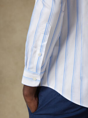 Aurel shirt with sky blue stripes   - Button down collar