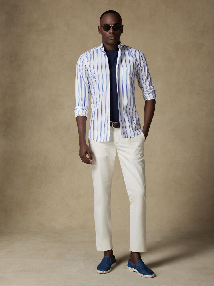 Chemise Aurel à rayures marine - Col Boutonné