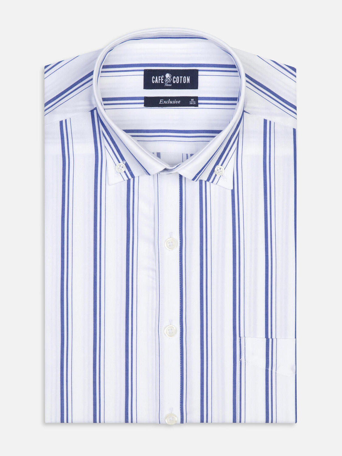 Aurel Hemd mit navy blau Streifen   - Button down Kragen