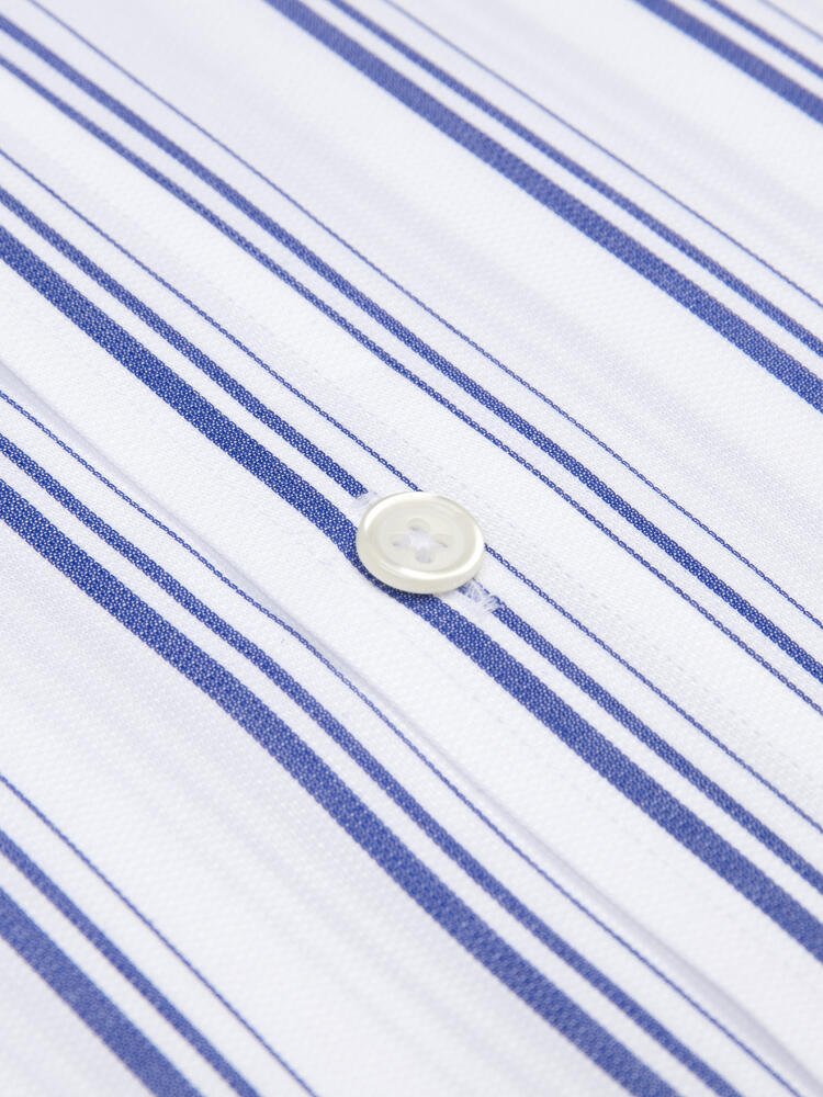 Chemise Aurel à rayures marine - Col Boutonné