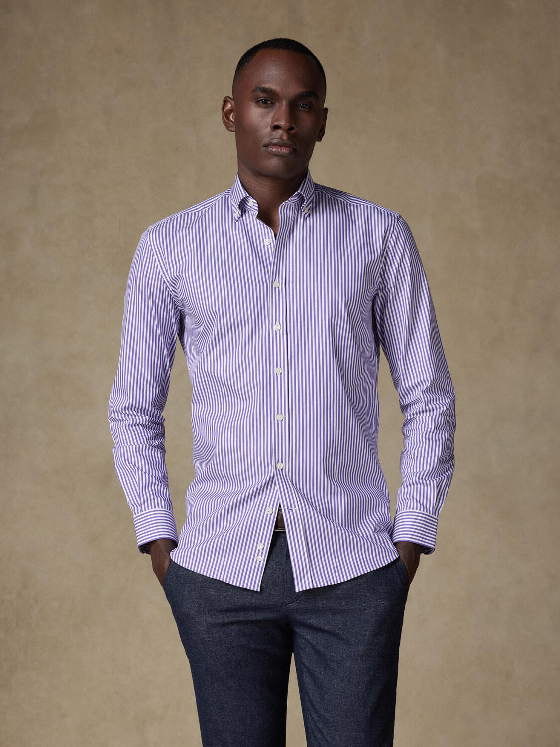 Baillee lila gestreiftes Hemd - Button down Kragen