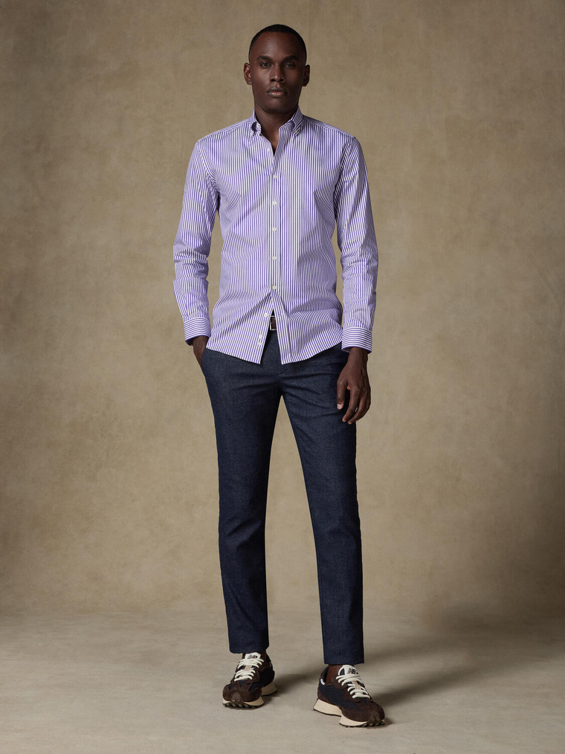 Baillee lila gestreiftes Hemd - Button down Kragen