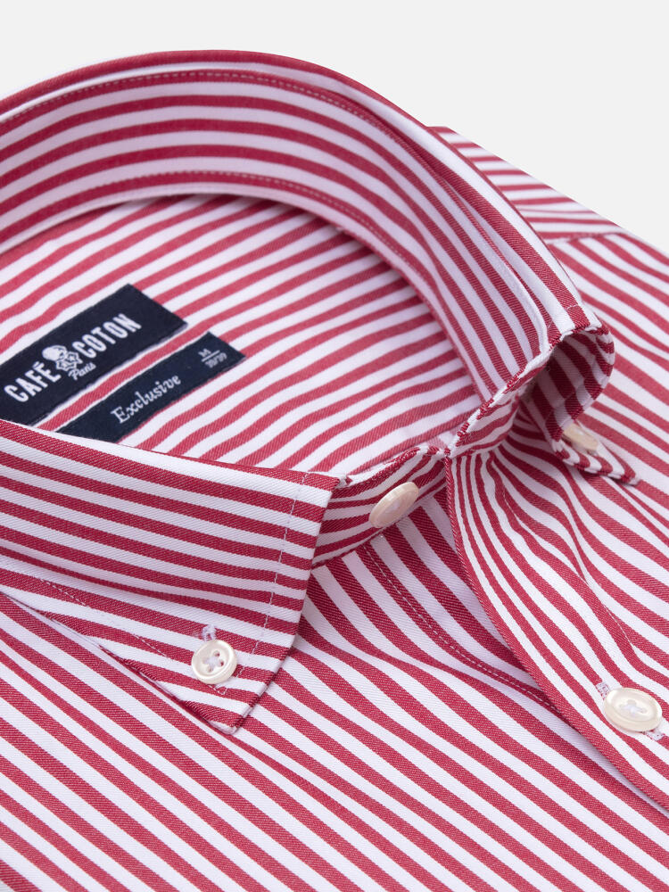 Baillee red stripes shirt - Buttoned down collar