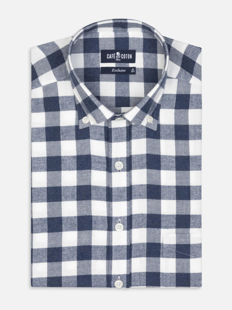 Barkley navy check flannel shirt - Button down collar