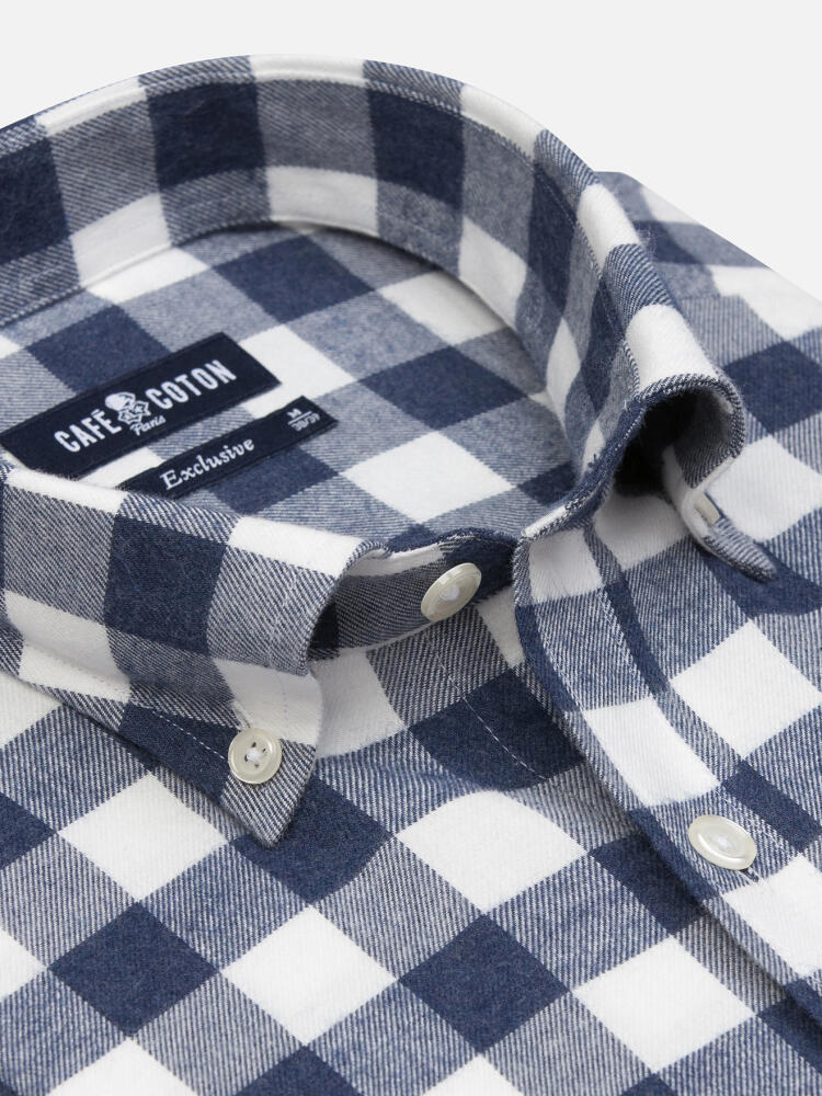 Barkley marine geruit flanellen overhemd - Button-down kraag